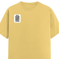 Female Classic Crew T-Shirt | Women's Regular Fit | 180 GSM Bio-Washed Cotton Blend | Double Stitched Seam | Folded Neck | Women | Personalized | DTG | Minimalist | Trust | Friendship | Friendship Day - right pocket - Yellow - mockup 4