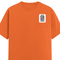Female Classic Crew T-Shirt | Women's Regular Fit | 180 GSM Bio-Washed Cotton Blend | Pre-Shrunk, Double Stitched | Women | Personalized | DTG | Minimalist | Trust | Friendship | Friendship Day - left pocket - Orange - mockup 3