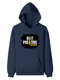 Pullover Hoodie | Unisex Regular Fit | Tri-Layer Cotton Blend | DTG Print Ready | Adults | Personalized | DTG | Bold | Positivity | Motivation | Everyday | Uplifting | Positive Vibes Only - front - Navy Blue - mockup 1