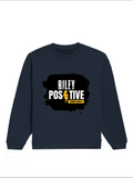 Oversized Sweatshirt | Roomy Relaxed Fit | 400 GSM Cotton Blend | Pre-Shrunk Drop Shoulder | Unisex Adult | Personalized | DTF | Bold | Positivity | Motivation | Everyday | Uplifting | Positive Vibes Only - front - Navy Blue - mockup 1