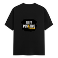 Female Classic Crew T-Shirt | Women's Regular Fit | 180 GSM Bio-Washed Cotton | Double Stitched, Pre-Shrunk | Personalized | DTG | Bold | Positivity | Motivation | Everyday | Uplifting | Positive Vibes Only - back - Black - mockup 2