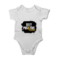 Baby Romper | 0-12 Months Regular Fit | 180 GSM Bio-Washed Cotton Blend | Double Stitched, Pre-Shrunk | Unisex | Personalized | DTF | Bold | Positivity | Motivation | Everyday | Uplifting | Positive Vibes Only - front - White - mockup 1