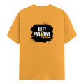 Men's Classic Crew T-Shirt | Regular Fit | 180 GSM Bio-Washed Cotton | DTF Print Ready | Pre-Shrunk, Durable | Personalized | DTF | Bold | Positivity | Motivation | Everyday | Uplifting | Positive Vibes Only - back - Golden Yellow - mockup 2