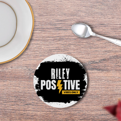 Coasters | Unisex | 3mm MDF Sublimation Print | Glossy Finish, Table Protection | Home & Office Accessory | Personalized | Bold | Positivity | Motivation | Everyday | Uplifting | Positive Vibes Only - front - White - mockup 1