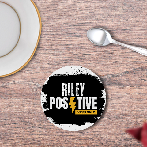 Coasters | Unisex | 3mm MDF Sublimation Print | Glossy Finish, Table Protection | Home & Office Accessory | Personalized | Bold | Positivity | Motivation | Everyday | Uplifting | Positive Vibes Only - front - White - mockup 1