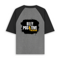 Unisex Oversized Raglan T-Shirt | 180 GSM Bio-Washed Cotton | DTF Print Ready | Relaxed Fit | Adults | Personalized | DTF | Bold | Positivity | Motivation | Everyday | Uplifting | Positive Vibes Only - back - mockup 2