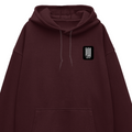 Oversized Hoodie | Unisex Relaxed Fit | 400 GSM Cotton Blend | DTG Printed | Drop Shoulder, Pre-Shrunk | Adults | Personalized | DTG | Typographic | Friendship | Socializing | Everyday | Joyful - left pocket - Maroon - mockup 3