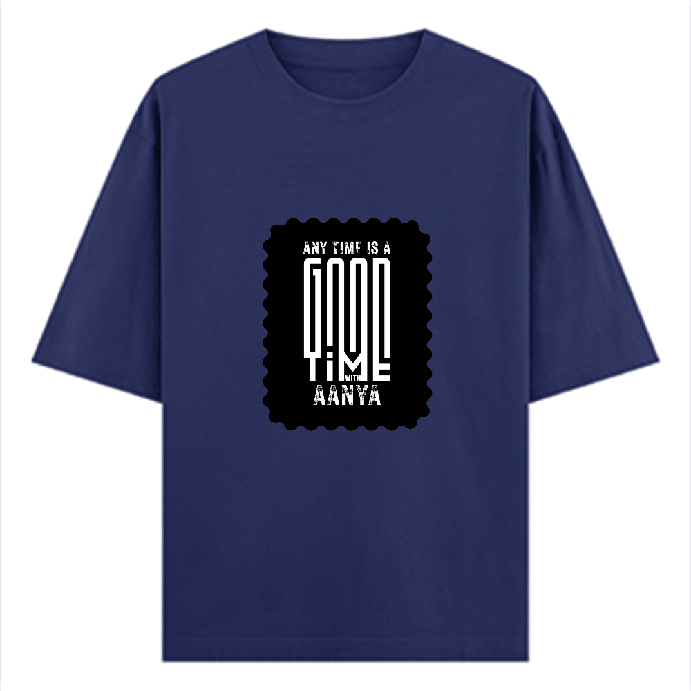 Oversized Classic T-Shirt | Unisex Fit | 100% Super-Combed Cotton | Pre-Shrunk, Double-Stitched | Adults | Personalized | DTF | Typographic | Friendship | Socializing | Everyday | Joyful - front - Royal Blue - mockup 1
