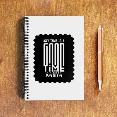 NotePad | A5 Size | Digital Print | 120 Pages | Unisex | Personalized | Typographic | Friendship | Socializing | Everyday | Joyful - front - White - mockup 1