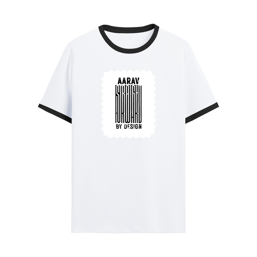 Ringer T-shirt | Unisex | DTG Print | Contrast Trim | Men's, Women's | Personalized | DTG | Bold | Design | Identity | Everyday | Assertive | Unorthodox By Design - front - Black White - mockup 1