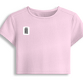Female Baby Tee | Cropped Fitted | Cotton Spandex Blend | Pre-shrunk Stretch | Women's | Personalized | DTF | Bold | Design | Identity | Everyday | Assertive | Unorthodox By Design - right pocket - Light Baby Pink - mockup 4