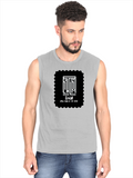 Men's Sleeveless T-Shirt | Regular Fit | 180 GSM Bio-Washed Cotton DTG | Pre-Shrunk, Double Stitched | For Gym & Casual Wear | Personalized | DTG | Minimalist | Self-determination | Everyday | Assertive | I’ll Handle The Rest - front - Grey Melange - mockup 1