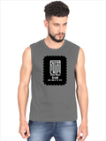 Men's Sleeveless T-Shirt | Regular Fit | 180 GSM Bio-Washed Cotton | Pre-Shrunk, Double Stitched | Men | Personalized | DTF | Minimalist | Self-determination | Everyday | Assertive | I’ll Handle The Rest - front - Charcoal Melange - mockup 1