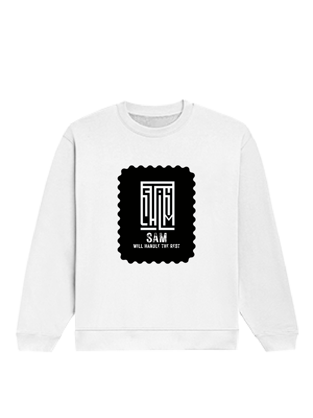 Oversized Sweatshirt | Roomy Relaxed Fit | 400 GSM Cotton Blend | Pre-Shrunk Drop Shoulder | Unisex Adult | Personalized | DTF | Minimalist | Self-determination | Everyday | Assertive | I’ll Handle The Rest - front - White - mockup 1