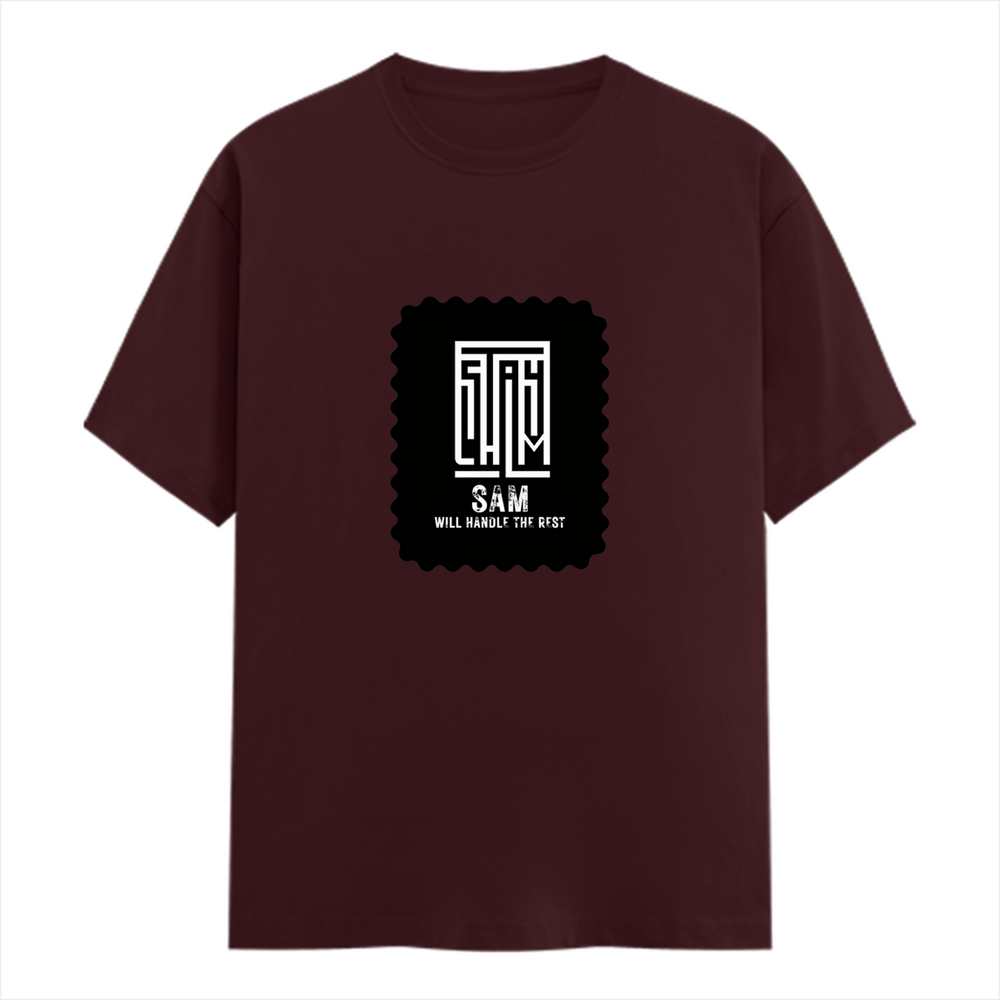 Classic Crew T-Shirt | Men's Regular Fit | 180 GSM Bio-Washed Cotton | DTG Print Ready | Double-Stitched & Ribbed Neck | Personalized | DTG | Minimalist | Self-determination | Everyday | Assertive | I’ll Handle The Rest - front - Maroon - mockup 1