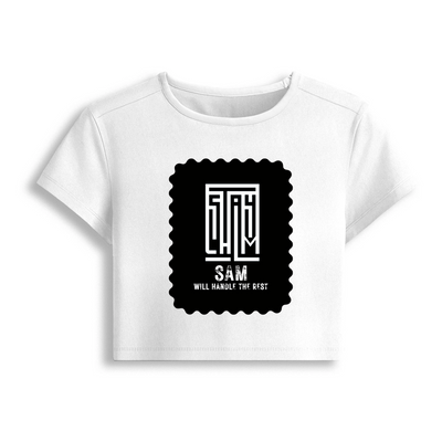 Female Baby Tee | Cropped Fitted | Cotton Spandex Blend | Pre-shrunk Stretch | Women's | Personalized | DTF | Minimalist | Self-determination | Everyday | Assertive | I’ll Handle The Rest - front - White - mockup 1
