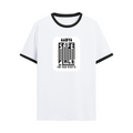 Ringer T-shirt | Unisex | DTG Print | Contrast Trim | Men's, Women's | Personalized | DTG | Typographic | Trust | Secrets | Safe For Your Secrets - front - Black White - mockup 1