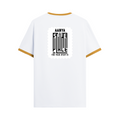 Ringer T-shirt | Unisex Regular Fit | 100% Cotton DTF/DTG | Contrast Rib Neck Bio Washed Pre-Shrunk | Adults | Personalized | DTF | Typographic | Trust | Secrets | Safe For Your Secrets - back - Mustard yellow off white - mockup 2