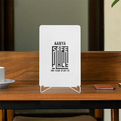 Acrylic Display Stand | 4x6 Inch | Clear Acrylic | UV Printed Tabletop | Customizable | Unisex | Personalized | Typographic | Trust | Secrets | Safe For Your Secrets - front - White - mockup 1