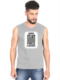 Men's Sleeveless T-Shirt | Regular Fit | 180 GSM Bio-Washed Cotton | Pre-Shrunk, Double Stitched | Men | Personalized | DTF | Typographic | Trust | Secrets | Safe For Your Secrets - front - Grey Melange - mockup 1