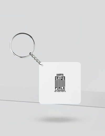 Keychain | Rectangle, Square, Slim Options | Acrylic UV Printed | Fade-Proof, Glossy Finish | Unisex | Personalized | Typographic | Trust | Secrets | Safe For Your Secrets - front_Square - Square - White - mockup 1