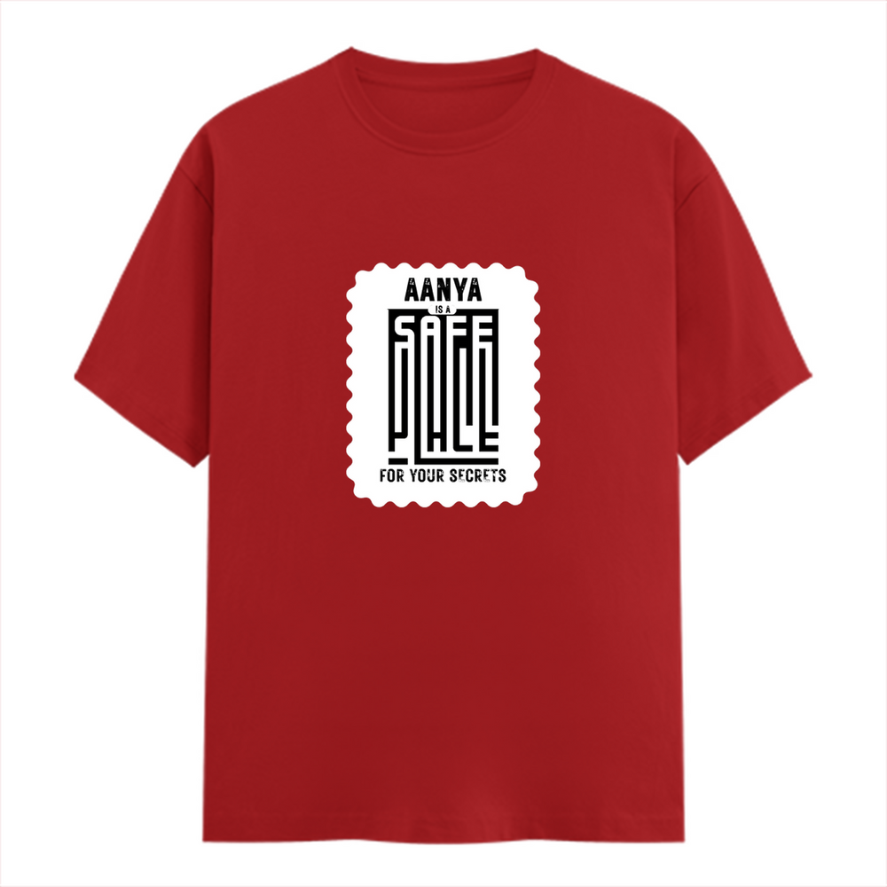 Classic Crew T-Shirt | Men's Regular Fit | 180 GSM Bio-Washed Cotton | DTG Print Ready | Double-Stitched & Ribbed Neck | Personalized | DTG | Typographic | Trust | Secrets | Safe For Your Secrets - front - Red - mockup 1