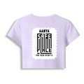 Female Baby Tee | Cropped Fitted | Cotton Spandex Blend | Pre-shrunk Stretch | Women's | Personalized | DTF | Typographic | Trust | Secrets | Safe For Your Secrets - back - Lavender - mockup 2