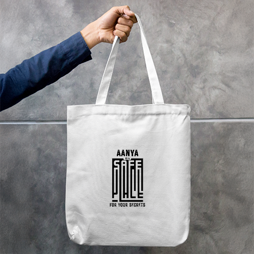 Tote Bag Zipper | Unisex Adults | 100% Cotton Canvas | DTF Print | Zipper Closure, Long Handle | Personalized | DTF | Typographic | Trust | Secrets | Safe For Your Secrets - front - mockup 1