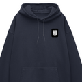 Oversized Hoodie | Unisex Relaxed Fit | 400 GSM Cotton Blend | DTG Printed | Drop Shoulder, Pre-Shrunk | Adults | Personalized | DTG | Modern | Coolness | Everyday | Relaxed | Effortless Energy - left pocket - Navy Blue - mockup 3