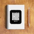 NotePad | A5 Size | Digital Print | 120 Pages | Unisex | Personalized | Modern | Coolness | Everyday | Relaxed | Effortless Energy - front - White - mockup 1