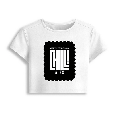 Female Baby Tee | Cropped Fit, Gen Z | 95% Cotton 5% Spandex, DTG | Stretchable, Breathable, Pre-Shrunk | Women | Personalized | DTG | Modern | Coolness | Everyday | Relaxed | Effortless Energy - front - White - mockup 1