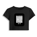 Female Baby Tee | Cropped Fitted | Cotton Spandex Blend | Pre-shrunk Stretch | Women's | Personalized | DTF | Modern | Coolness | Everyday | Relaxed | Effortless Energy - front - Black - mockup 1