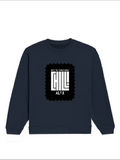 Oversized Sweatshirt | Roomy Relaxed Fit | 400 GSM Cotton Blend | Pre-Shrunk Drop Shoulder | Unisex Adult | Personalized | DTF | Modern | Coolness | Everyday | Relaxed | Effortless Energy - front - Navy Blue - mockup 1