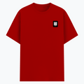 Basic T-Shirt | Unisex Fit, Sizes XS-2XL | 180 GSM Poly-Cotton Blend, DTF Ready | Bio-Wash, Silicon Finish, Durable Stitching | Adults | Personalized | DTF | Modern | Coolness | Everyday | Relaxed | Effortless Energy - left pocket - Red - mockup 3