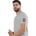 Basic T-Shirt | Unisex Fit, Sizes XS-2XL | 180 GSM Poly-Cotton Blend, DTF Ready | Bio-Wash, Silicon Finish, Durable Stitching | Adults | Personalized | DTF | Modern | Coolness | Everyday | Relaxed | Effortless Energy - left sleeve - Grey Melange - mockup 5