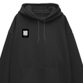 Oversized Hoodie | Relaxed Fit, Drop-Shoulder | 400 GSM Fabric | Warm, Durable | Unisex | Personalized | DTF | Modern | Coolness | Everyday | Relaxed | Effortless Energy - right pocket - Black - mockup 4
