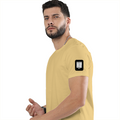 Female Classic Crew T-Shirt | Women's Regular Fit | 180 GSM Bio-Washed Cotton | Double Stitched, Pre-Shrunk | Personalized | DTG | Modern | Coolness | Everyday | Relaxed | Effortless Energy - left sleeve - Beige - mockup 5