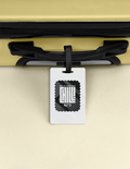 Luggage Tag | Travel Accessory | Acrylic UV Printed Double-Sided | Secure Strap, Glossy, Durable | Unisex | Personalized | Modern | Coolness | Everyday | Relaxed | Effortless Energy - front - White - mockup 1