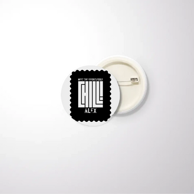 Pin Button Badge | Unisex | Original EPSON Inks | Glossy Finish, Rust-Free, Pin Attached | Everyday Wear | Personalized | Modern | Coolness | Everyday | Relaxed | Effortless Energy - front_32mm - 32mm - White - mockup 1