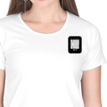 Women's Classic Crew T-Shirt | Regular Fit | 180 GSM Bio-Washed Cotton | DTF Print Ready | Double Stitched, Pre-Shrunk | Personalized | DTF | Modern | Coolness | Everyday | Relaxed | Effortless Energy - left pocket - White - mockup 3