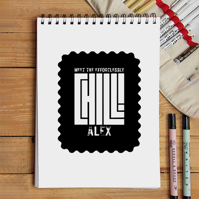 Sketchbook | A5 Spiral Bound | Digital Print Cover | 140 GSM Paper | Unisex | Personalized | Modern | Coolness | Everyday | Relaxed | Effortless Energy - front - White - mockup 1