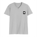 Men's V-Neck T-Shirt | Regular Fit | 180 GSM Bio-Washed Cotton | DTG Print | Durable | Personalized | DTG | Modern | Coolness | Everyday | Relaxed | Effortless Energy - left pocket - Grey Melange - mockup 3