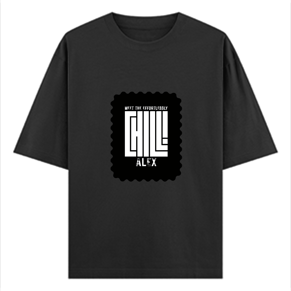 Oversized Standard T-Shirt | Unisex Relaxed Fit | 100% Super Combed Cotton DTG | Soft, Breathable & Durable | Adult | Personalized | DTG | Modern | Coolness | Everyday | Relaxed | Effortless Energy - front - Black - mockup 1