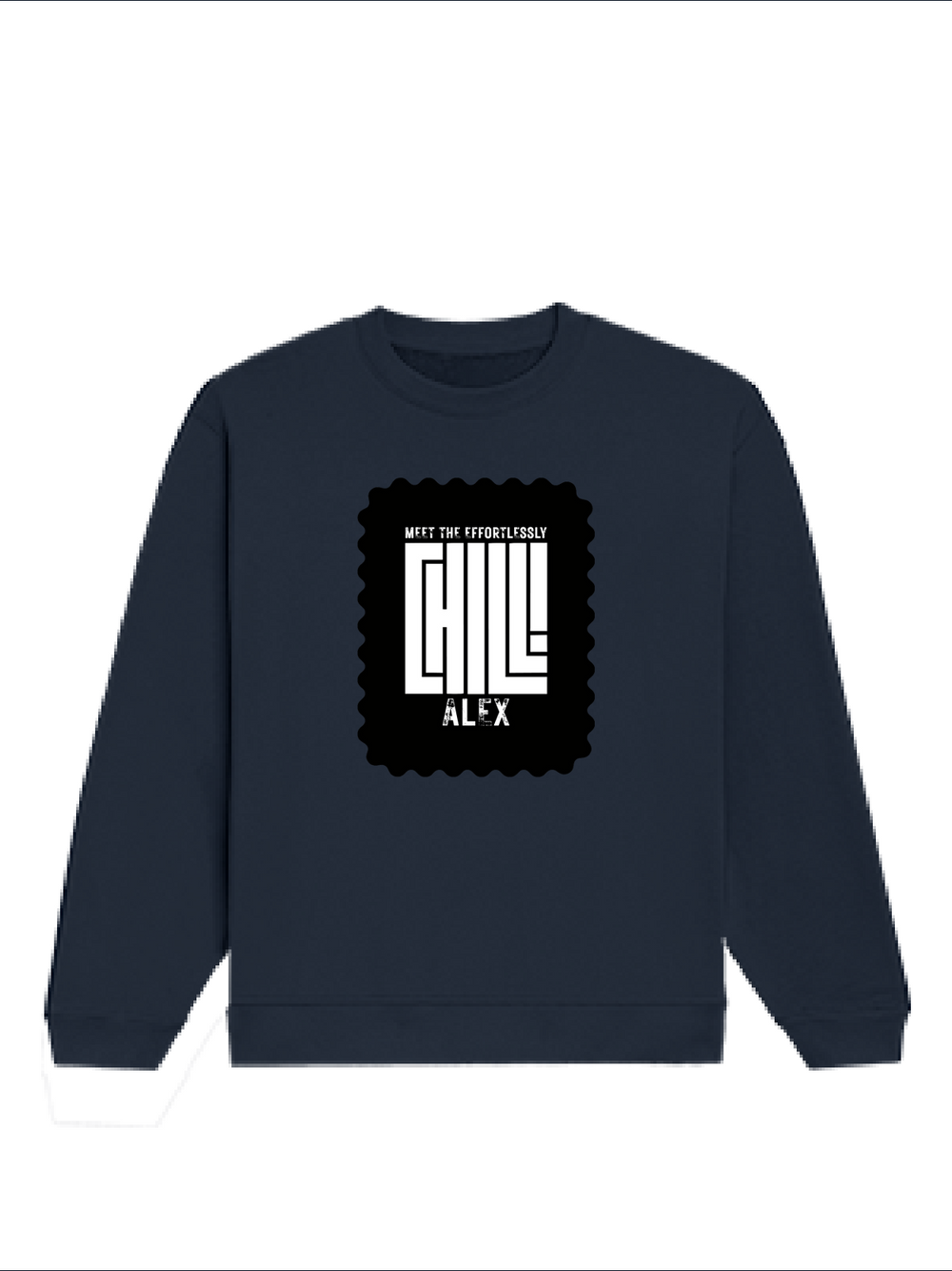 Oversized Sweatshirt | Roomy Relaxed Fit | 400 GSM Cotton Blend | Pre-Shrunk Drop Shoulder | Unisex Adult | Personalized | DTG | Modern | Coolness | Everyday | Relaxed | Effortless Energy - front - Navy Blue - mockup 1