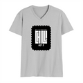 Male V Neck T-Shirt | Regular Fit | 180 GSM Bio-Washed Cotton | DTF Print | Double Stitched, Pre-Shrunk | Men | Personalized | DTF | Modern | Coolness | Everyday | Relaxed | Effortless Energy - front - Grey Melange - mockup 1