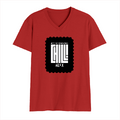 Male V Neck T-Shirt | Regular Fit | 180 GSM Bio-Washed Cotton | DTF Print | Double Stitched, Pre-Shrunk | Men | Personalized | DTF | Modern | Coolness | Everyday | Relaxed | Effortless Energy - front - Red - mockup 1