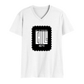 Male V Neck T-Shirt | Regular Fit | 180 GSM Bio-Washed Cotton | DTF Print | Double Stitched, Pre-Shrunk | Men | Personalized | DTF | Modern | Coolness | Everyday | Relaxed | Effortless Energy - front - White - mockup 1