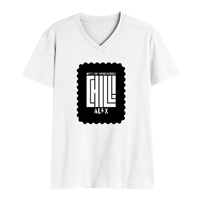 Male V Neck T-Shirt | Regular Fit | 180 GSM Bio-Washed Cotton | DTF Print | Double Stitched, Pre-Shrunk | Men | Personalized | DTF | Modern | Coolness | Everyday | Relaxed | Effortless Energy - front - White - mockup 1