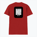 Male V Neck T-Shirt | Regular Fit | 180 GSM Bio-Washed Cotton | DTF Print | Double Stitched, Pre-Shrunk | Men | Personalized | DTF | Modern | Coolness | Everyday | Relaxed | Effortless Energy - back - Red - mockup 2