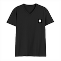 Male V Neck T-Shirt | Regular Fit | 180 GSM Bio-Washed Cotton | DTF Print | Double Stitched, Pre-Shrunk | Men | Personalized | DTF | Modern | Coolness | Everyday | Relaxed | Effortless Energy - left pocket - Black - mockup 3